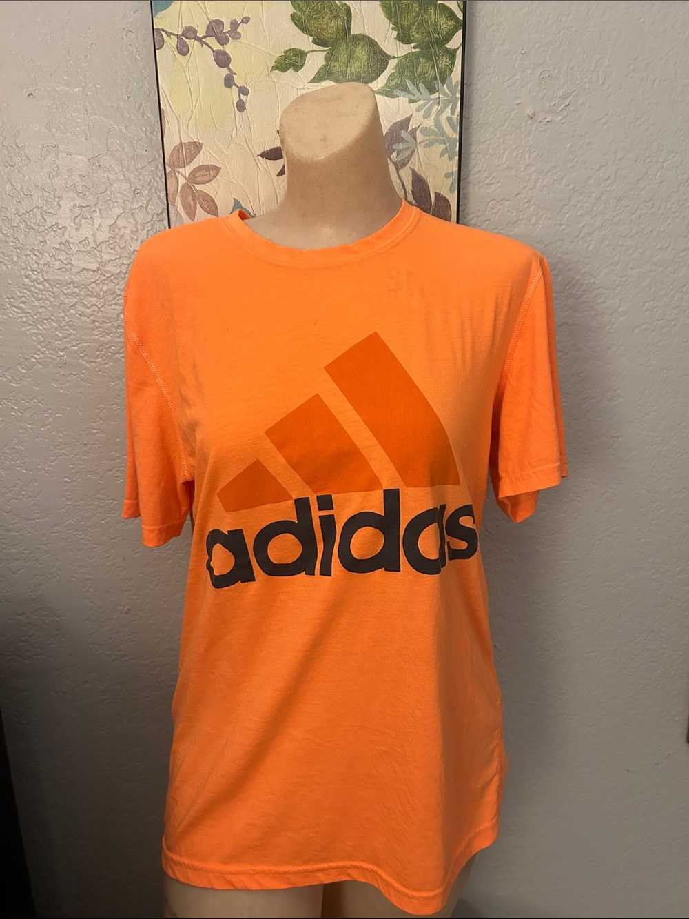 adidas Bright Orange Logo Crew Tee size M